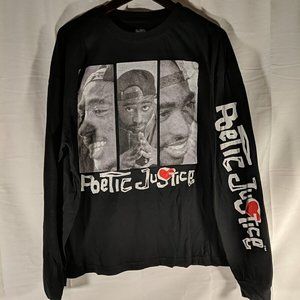 Poetic Justice Tupac Shakur Black Long Sleeve top graphic tee t-shirt xl